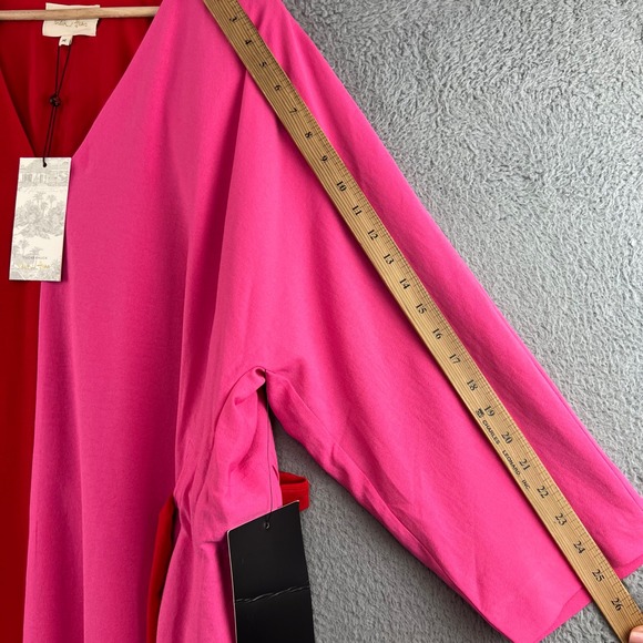 NWT Tuckernuck India Hicks Maxi Dress Womens M  Red Pink Colorblock Belted - Picture 9 of 13
